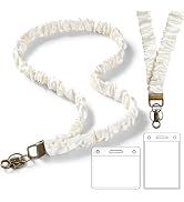 POPLOPP Scrunchie Lanyard with ID Badges Holder for Women, Stretchy Lanyards for Teachers, Cute N...