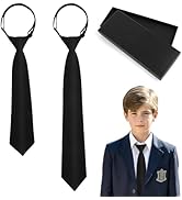 Okxiri 2 Pack Boys Ties Solid Color Kids Tie Pre-tied Necktie Adjustable Black Tie for Boys Ties ...