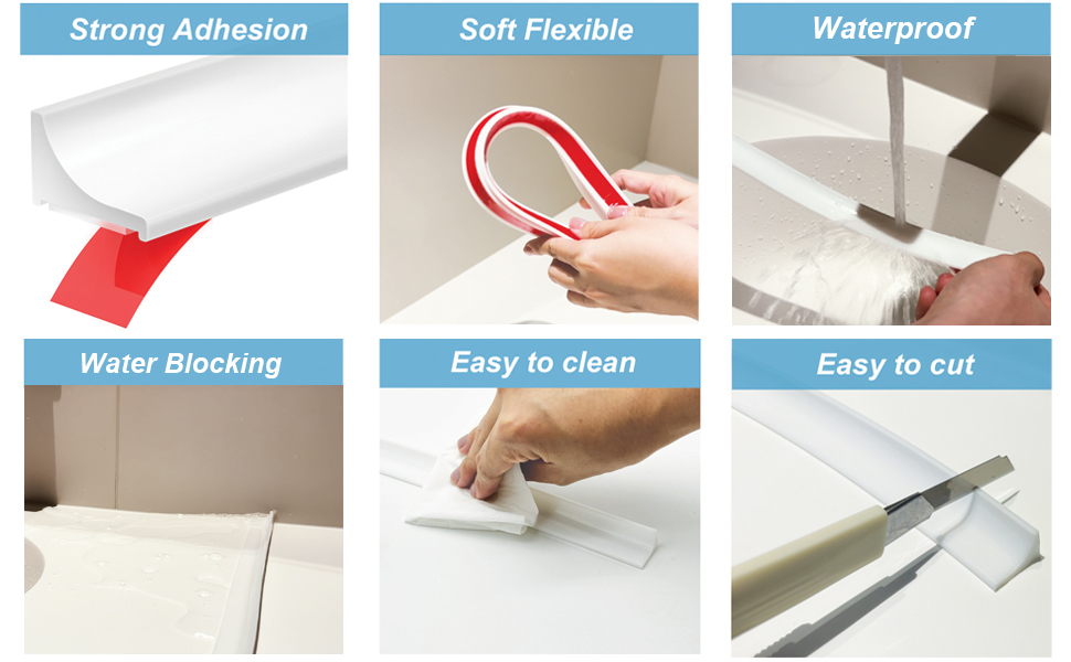 Shower Threshold Water Dam Silicone Shower Barrier Water Stopper Door Bottom Seal Strip