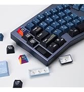 YMKPVR KBDiy Programmer Keycaps Set,143 Keys Vintage Blue Cherry Profile PBT Custom Keycaps for M...