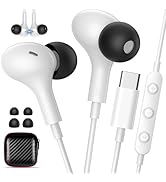 USB C Earbuds with Microphone Control Cute In Ear Wired Headphone USB-C Plug Ear Buds Corded Head...