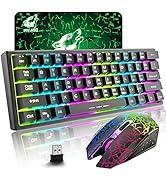 ZIYOU LANG T61 Wireless Gaming Keyboard and Mouse Combo with Ergonomic 61 Key Rainbow LED Backlig...