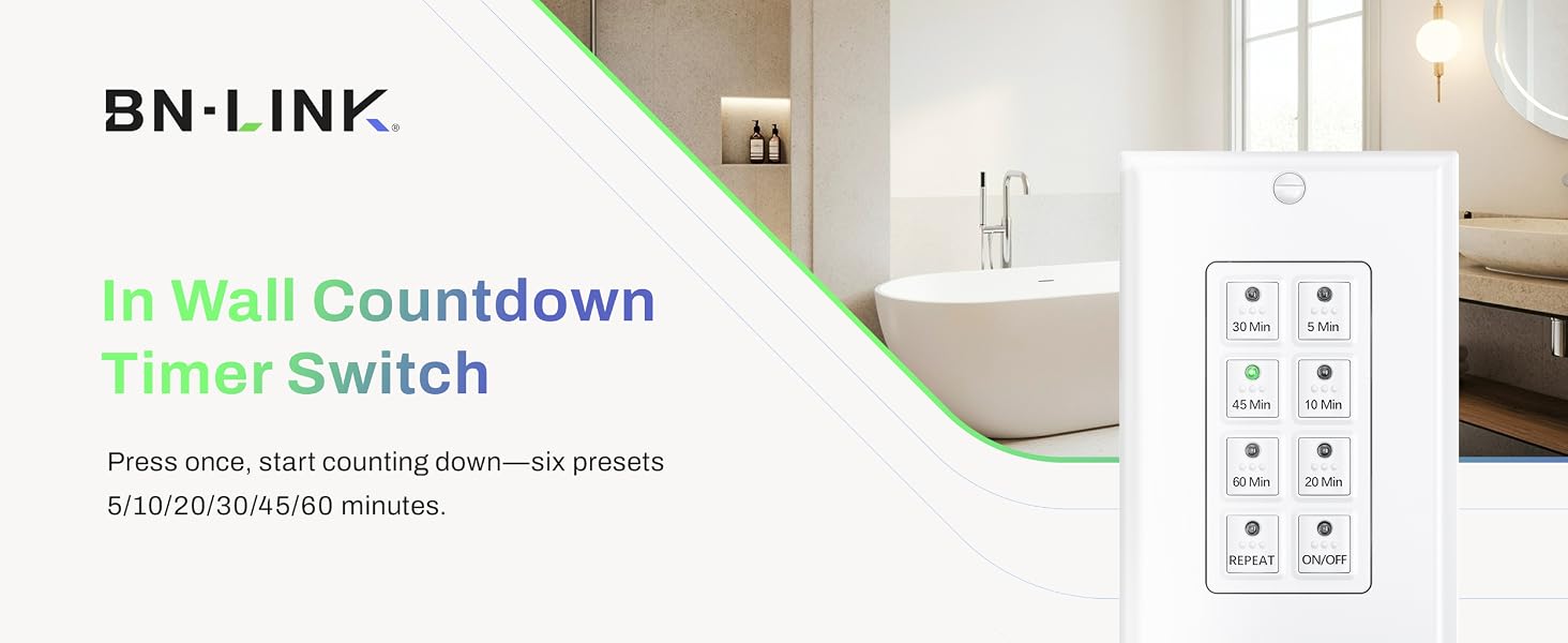 Timer switch for bathroom fan