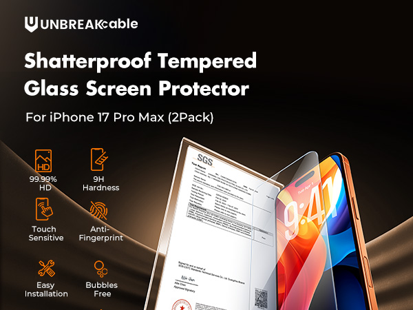 Shatterproof Tempered Glass Screen Protector for iPhone 17 pro max