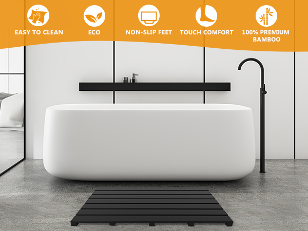 black bath mat