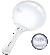JARLINK Large Magnifying Glass with Light, 10X 20X 45X Illuminated Handheld Magnifier with 3 LED ...