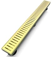 WEBANG 24 Inch Shower Linear Gold Drain Rectangular Floor Drain with Accessories Capsule Pattern ...