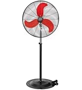 Pro 9500 CFM 30 IN Pedestal Oscillating Fan,3 Speed Heavy Duty Metal Standing Fan, High Velocity ...