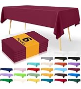Smiry Disposable Table Cloth - 6 Pack, 54 x 108 Inch Table Cloths for Parties, Decorative Tablecl...