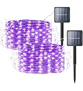 Hopolon Halloween Solar String Lights Outdoor, 2 Pack Each 33FT 100 LEDs Solar Powered Fairy Ligh...