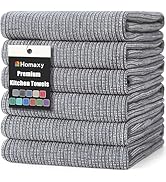 Homaxy Premium Kitchen Towels(18”x 28”, 6 Pack), Large Cotton Kitchen Hand Towels, Flat and Terry...