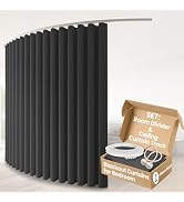 Sovtfides Room Divider Curtains, Grey 1 Panel W106 x L84in, with Ceiling Curtain Track White 9.84...