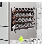 SWOMMOLY Magnetic Spice Rack Organizer with 28 Glass Spice Jars, 396 Spice Labels with Chalk Mark...
