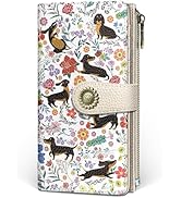 GIANCOMICS Dachshunds Dog Womens Wallet RFID Blocking, Puppy Flower Credit Card Holder Bifold, PU...