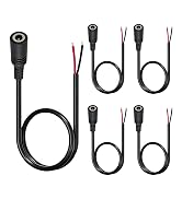 4.0mm x 1.7mm DC Power Cable 5-Pack, 22AWG 1FT Female Barrel Connector, 12V DC Plug for CCTV Secu...