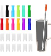 DKYEUD 24PCS 12 Colors Food-Grade Metal Straws Reusable Silicone Tips,Silicone Base Sleeve,Only F...