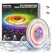 PAUTIX IP67 Waterproof RGB Smart IC COB LED Strip Light, Chasing Color RGB COB LED Lights, UL-Lis...