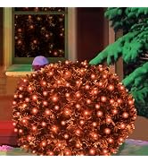 HISHINY Halloween Lights Outdoor,144LED 6ftx6ft Orange Net Lights with Connectable, Waterproof,UL...