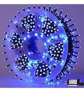 QITONG 165ft 500LED Blue Christmas Lights, String Lights Outdoor Waterproof Plug in, Green Wire T...
