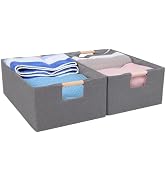 ANMINY 2PCS Storage Baskets for Organizing Collapsible Fabric Storage Bins Boxes with Wood Handle...