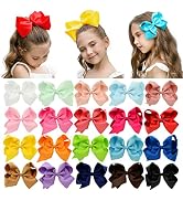 DEEKA 20 PCS Multi-colored 6" Hand-made Grosgrain Ribbon Hair Bow Alligator Clips Hair Accessorie...