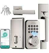 Ulecoce U68H Fingerprint Door Locks for Front Door with Handle Set, Silver | Keyless Entry Keypad...