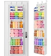 Yecaye Hanging Yarn Storage Organizer with 6 Zippered Closure Compartments, Heavy Duty Stuffed An...
