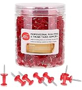 Yalis Push Pins 600 Count, Standard Clear Red Thumb Tacks Steel Point and Red Clear Plastic Head ...