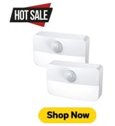 AMIR 2 Pack Mini Motion Sensor Stair Light for Indoor, Battery-Powered LED Night Light, 40 Lumen ...