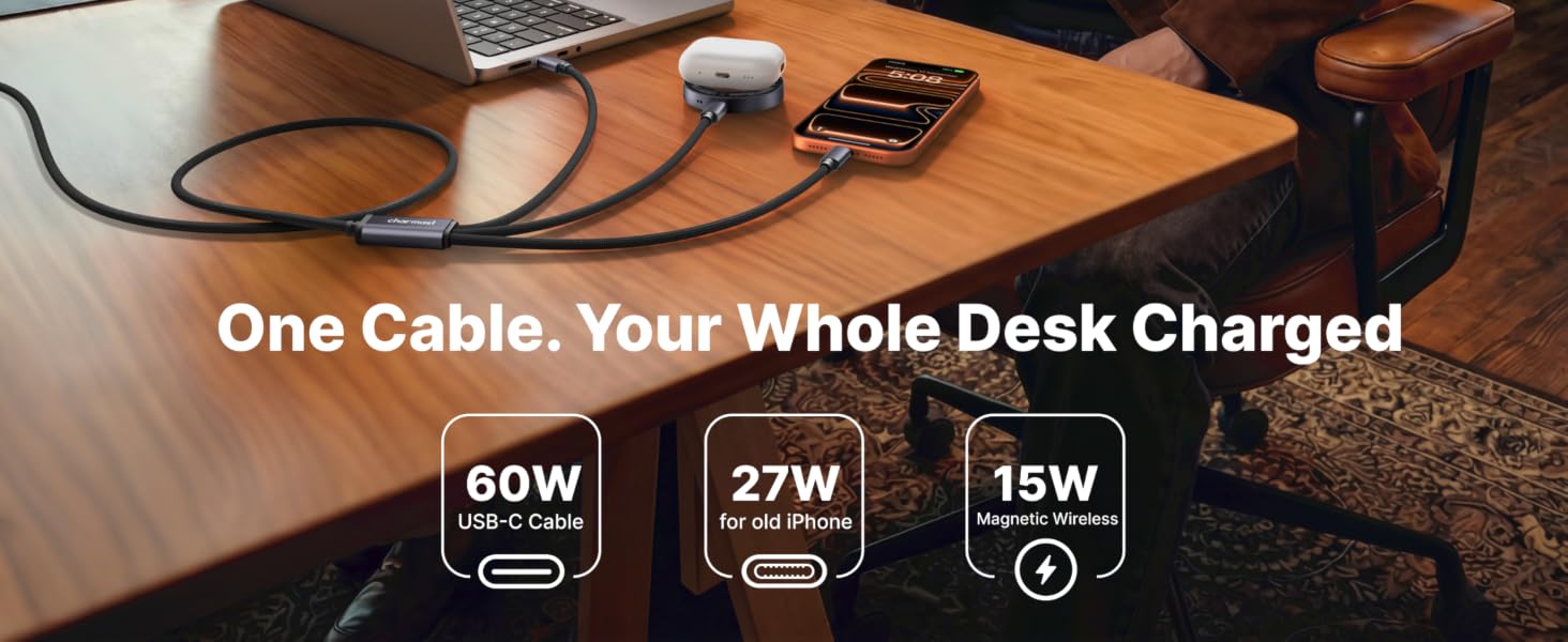 5-in-1 Charging Cable with Magnetic Wireless Charger