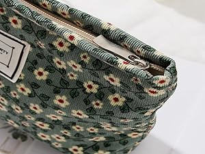 green floral makeup bags
