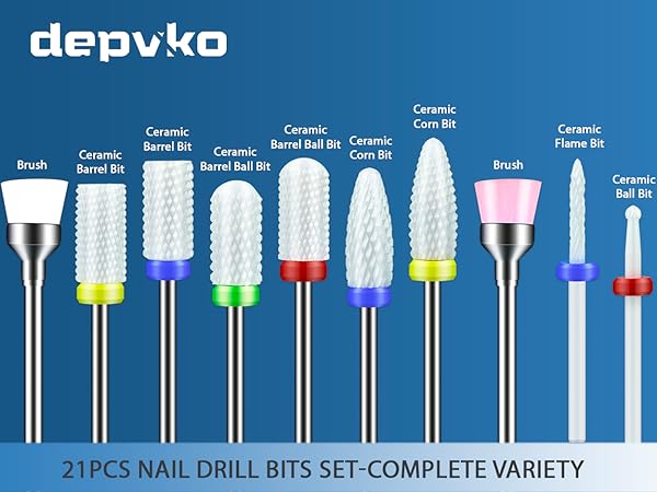 21Pcs nail drill bits