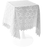 eZAKKA White Lace Tablecloth 35" X 35" Rectangular Thanksgiving Table Cloth | Vintage Embroidered...