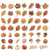 48Pcs Fall Fridge Magnets Set, Maple Leaves Magnetic Sticker Decor for Home | Autumn Refrigerator...