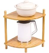 WooFawn Expandable Bamboo Corner Shelf Stand,Corner Bookshelf, Display Storage Shelves with Open ...
