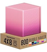 Metronic Bubble Mailers 4x8 Inch 800 Pack Usable Size 4x7'' Gradient Pink Bubble Mailer Waterproo...