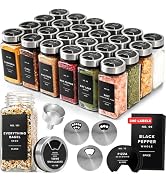 EDELHAUS Glass Spice Jars with Label and Silver Rotating Lids (24 x 4oz) Spice Containers with 24...