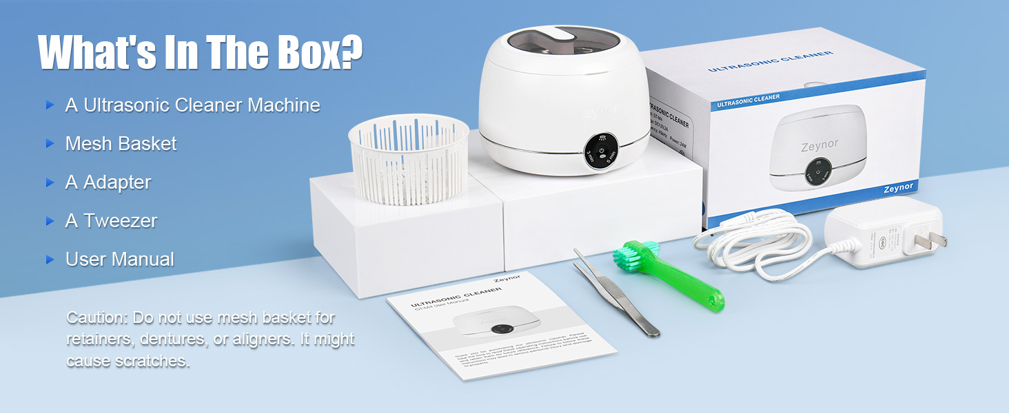 Ultrasonic retainer cleaner in gift-ready packaging.