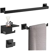 TURS Bathroom Hardware Set Black 4-Piece Towel Bar Set Include 24 Inch Towel Bar Hand Towel Holde...