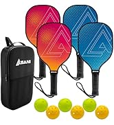 Asani Pickleball Paddle Set of 4-7-Ply Basswood Construction with Durable Edge Guard, Includes 6 ...