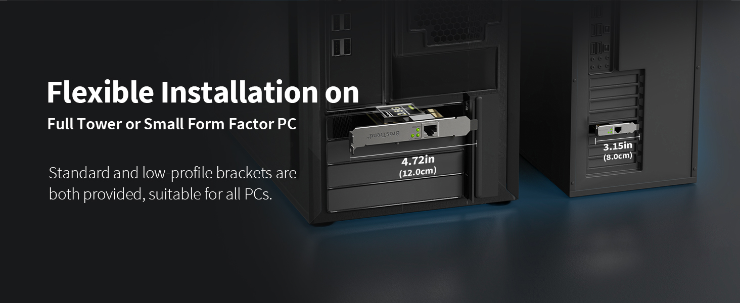 PCIe Nic with Standard and Low Profile Brackets Fits for Full Tower or Small Form Factor PC