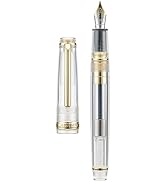 Jinhao 82 Acrylic Fountain Pen, Iridium Medium Nib with Ink Converter, Transparent Unqiue Design ...