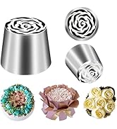 FANTEXY Extra Large Russian Piping Tip Food Grade Seamless Design Stainless Steel Rose Floral Noz...