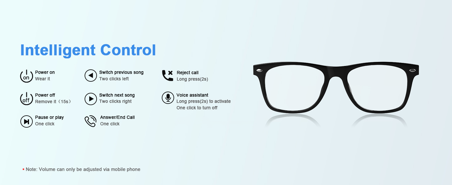 smart AI glasses for women & men, basic operation of blue light glasses with bluetooth