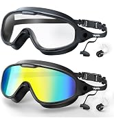 VegoVia Adult Swim Goggles 2 Pack, Anti-Fog 180° Wide View UV Protection Pool Swimming Goggles fo...