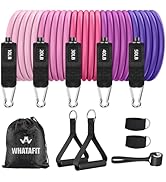 WHATAFIT Resistance Bands, Exercise Bands, Workout Bands with Handles, Door Anchor and Ankle Stra...