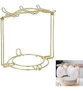 LXFNDZW Gold Metal Cup and Saucer Display Stand Tea and Coffee Cup Holder for Countertop, Coffee ...