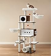 Feandrea Cat Tree, 77.5-Inch Tall Modern Cat Tower for Large Indoor Cats, Multi-Level Cat Condo w...