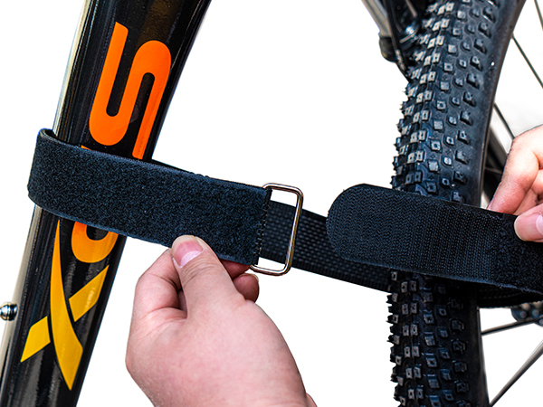 Trilancer Adjustable Bike Wheel Stabilizer Strap with Hook and Loop for Car and Wall Mount