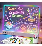 Lumiboard Led Drawing Board with 13 Light Effects, 16" Rechargeable Glow Doodle LED Note Board wi...